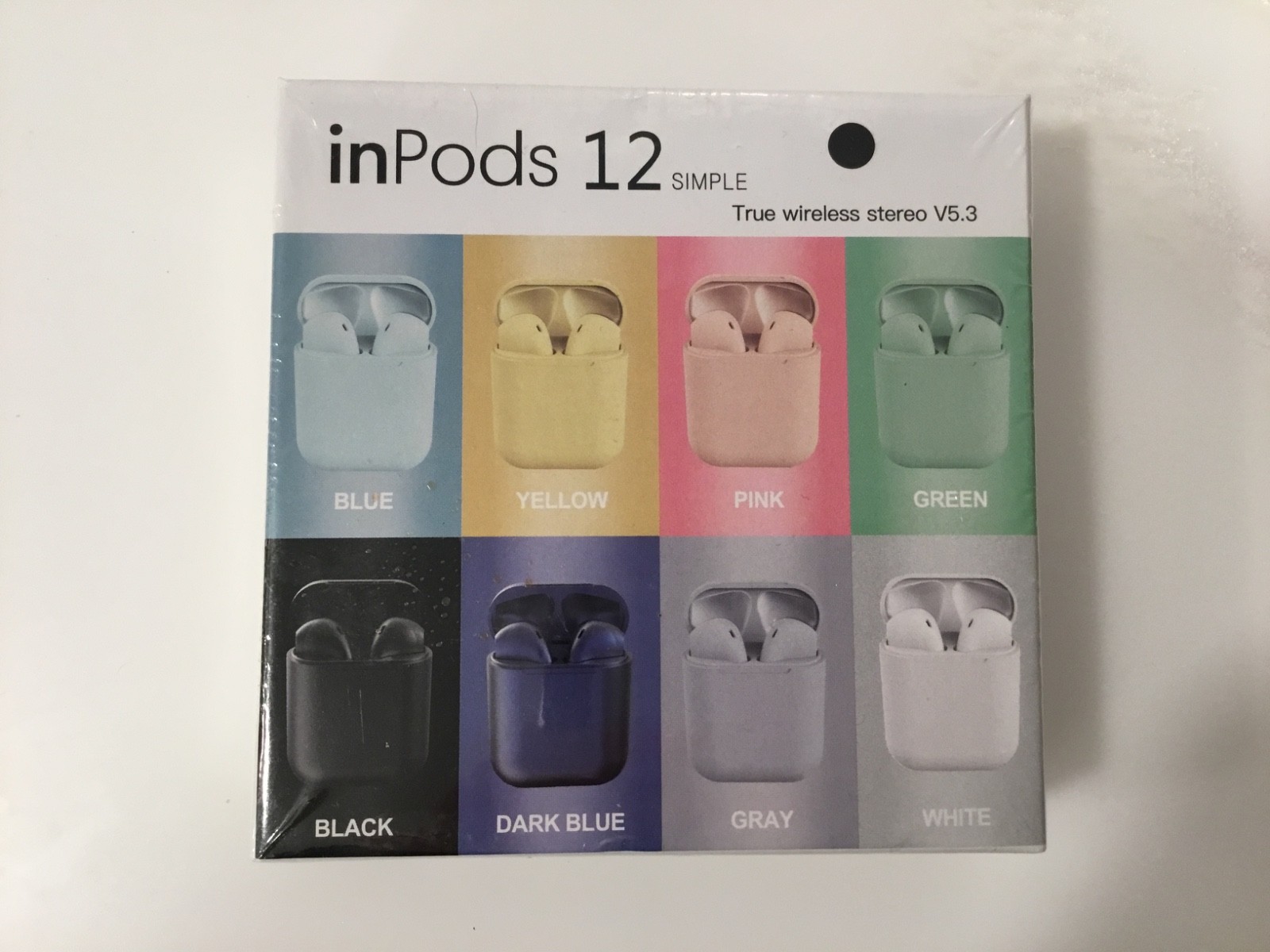 InPods 12 Simple Wireless Stereo Earbuds V5.3 for iPhone Android New Black