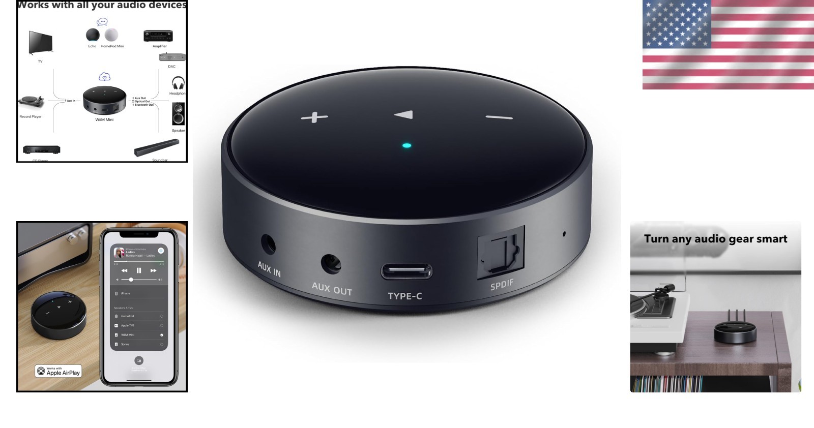 Wireless Audio Streamer Mini AirPlay 2 Multiroom Stereo Preamp for Hi-Res Str…