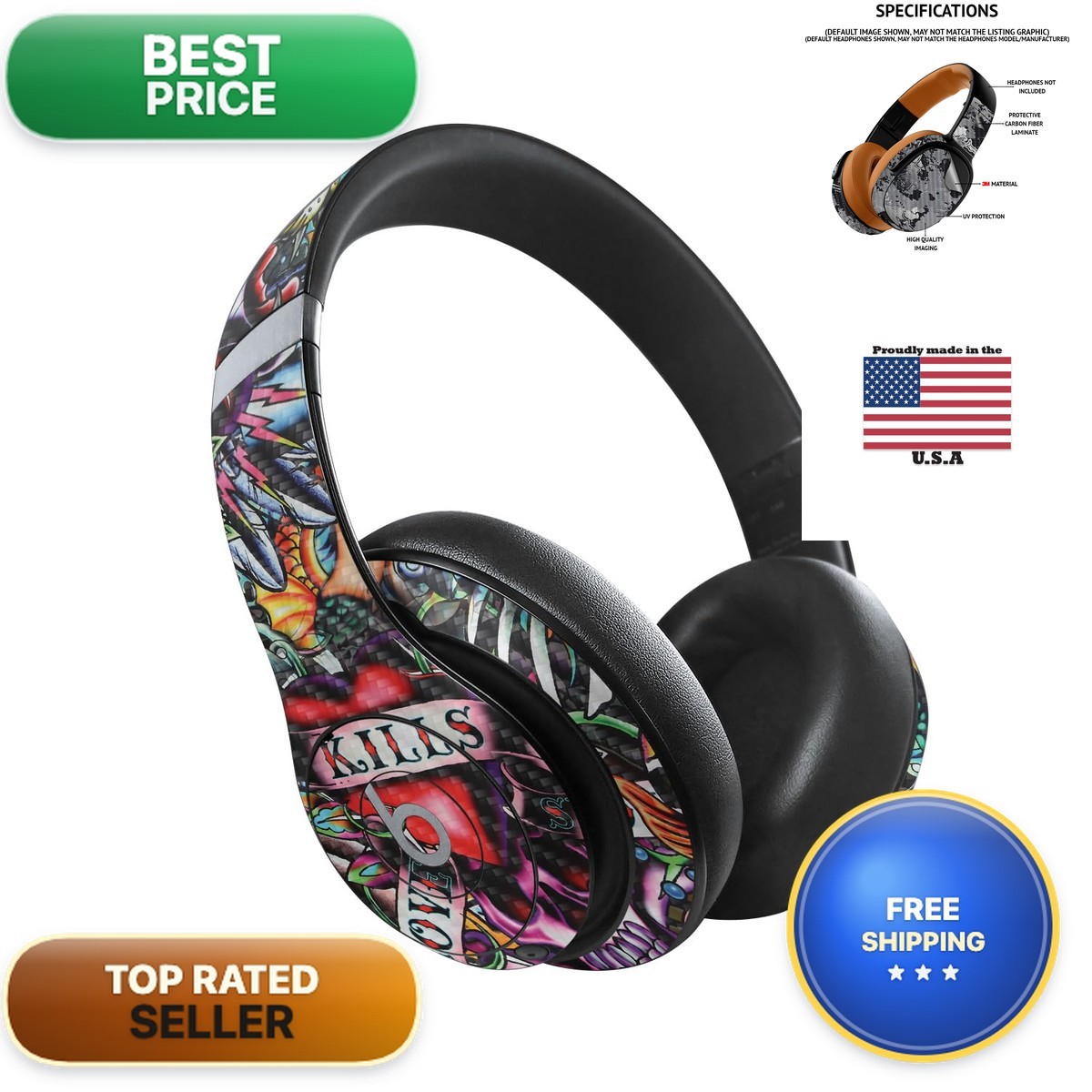 MightySkins Carbon Fiber Skin Compatible with Beats Studio Pro – Old School