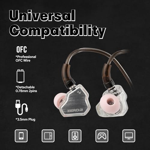 Linsoul 7Hz x Crinacle Zero:2 In-Ear Monitors Wired Earbuds Silver No Mic
