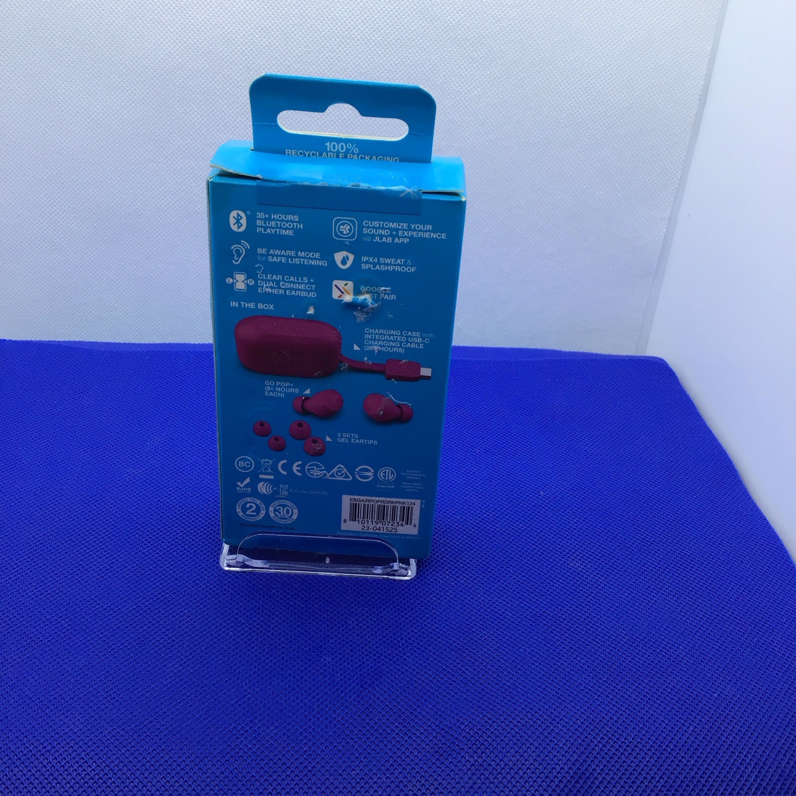 JLab GO Air POP True Wireless In-Ear Headphones – Dark Pink (EBGAIRPOPRLLC124)