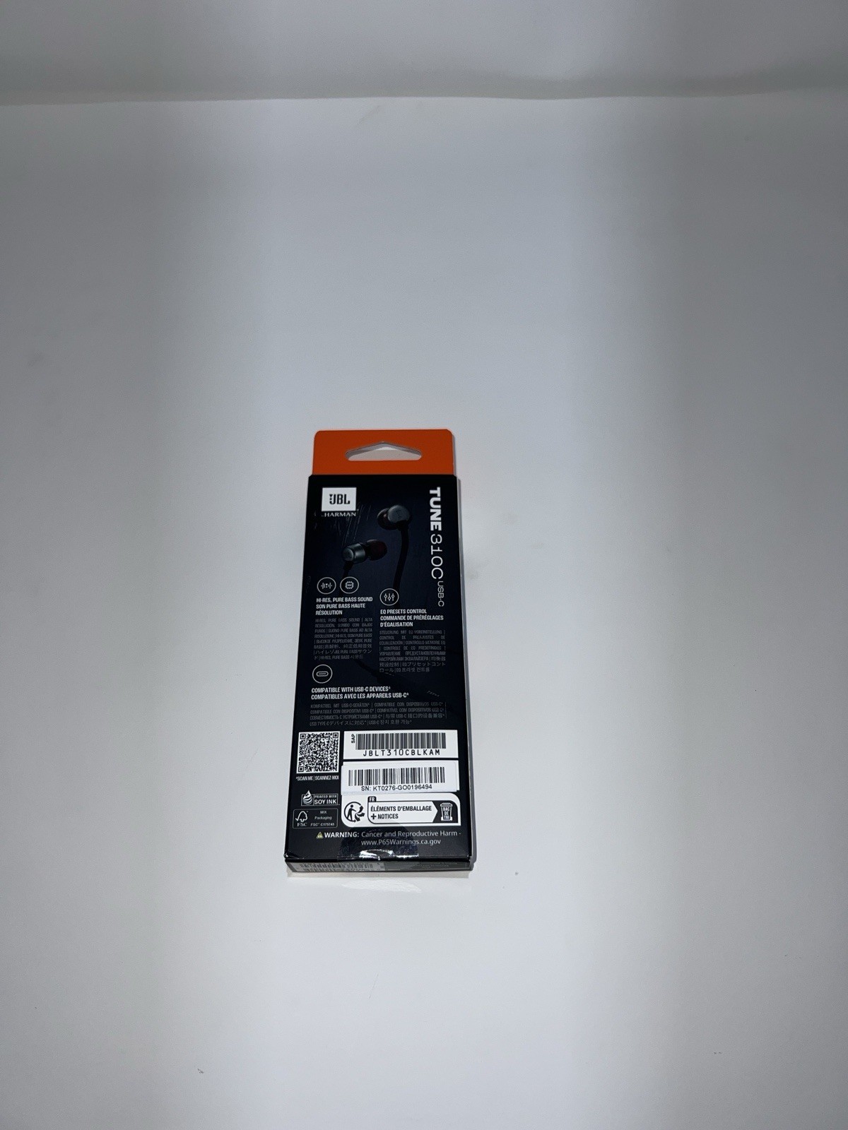 JBL Tune 310C Wired USB-C In-Ear Headphones, Black
