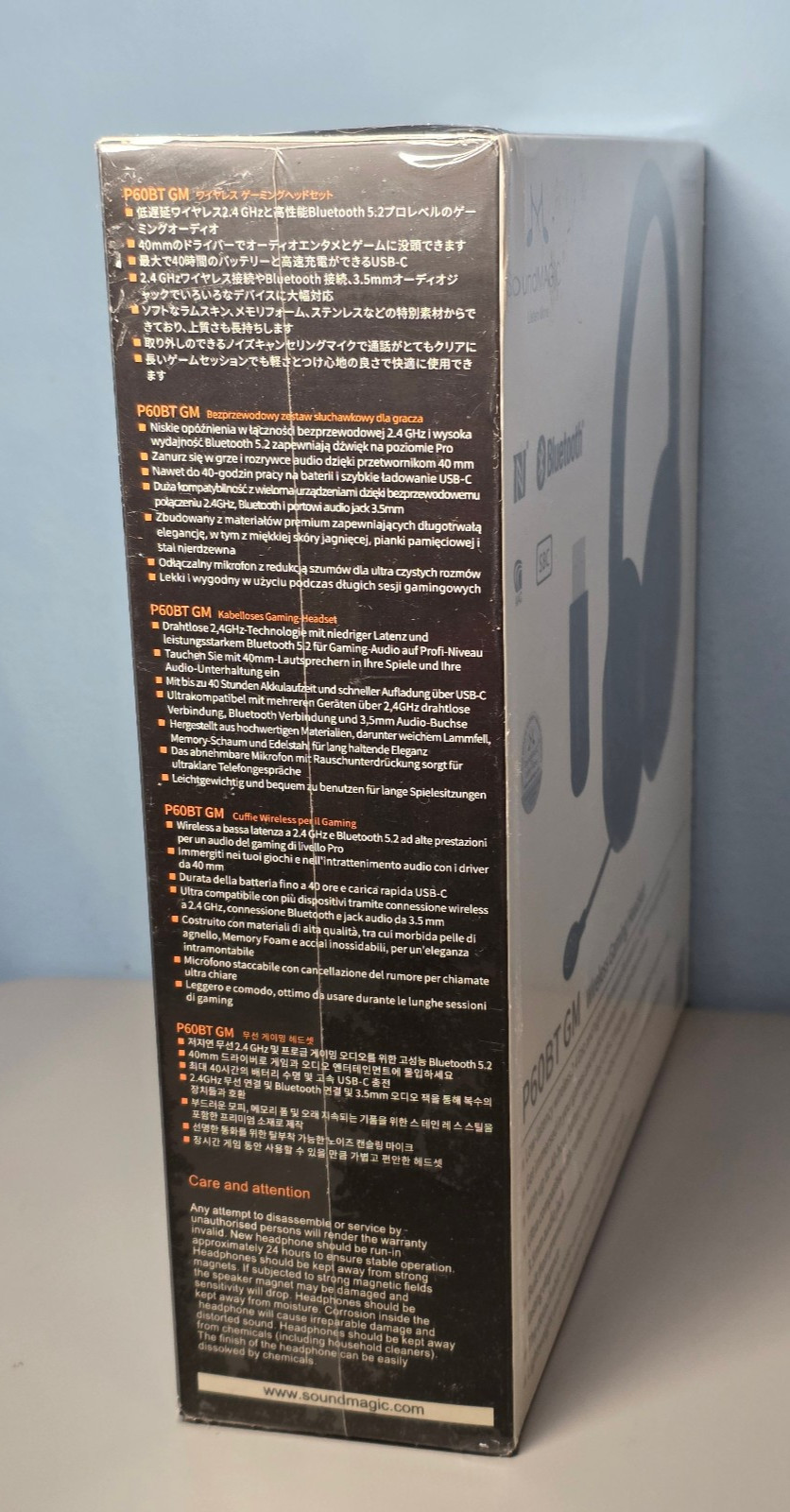 SoundMAGIC P60BT GM Gaming Headset Bluetooth 5.2, Wireless 2.4GHz, 3.5mm -Sealed