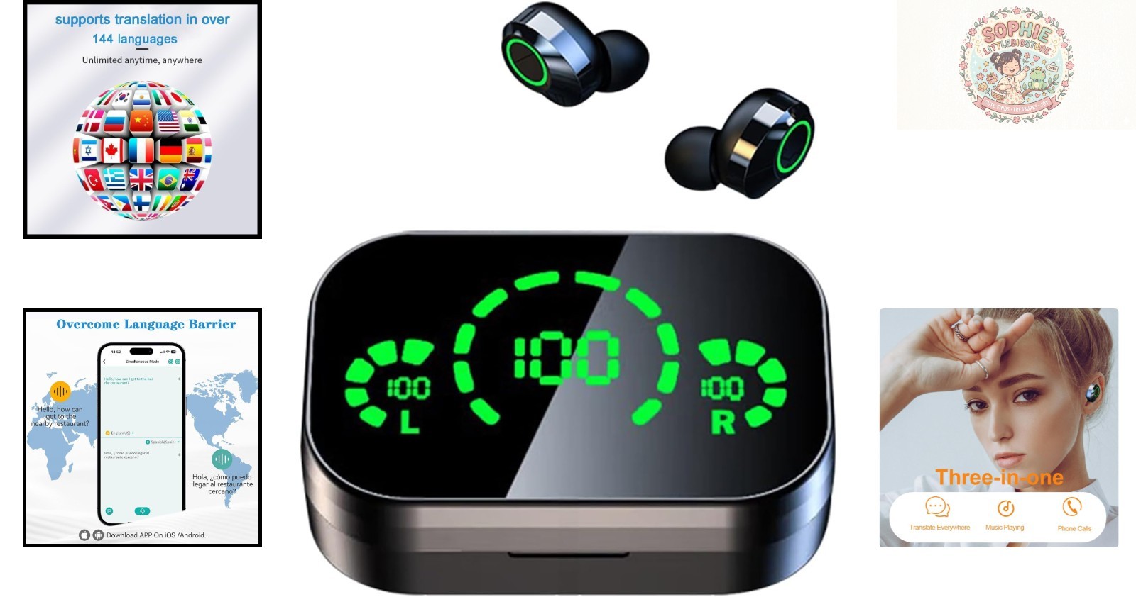 Real-Time Translator Earbuds – 144 Languages, Touch Control, Long Battery Life