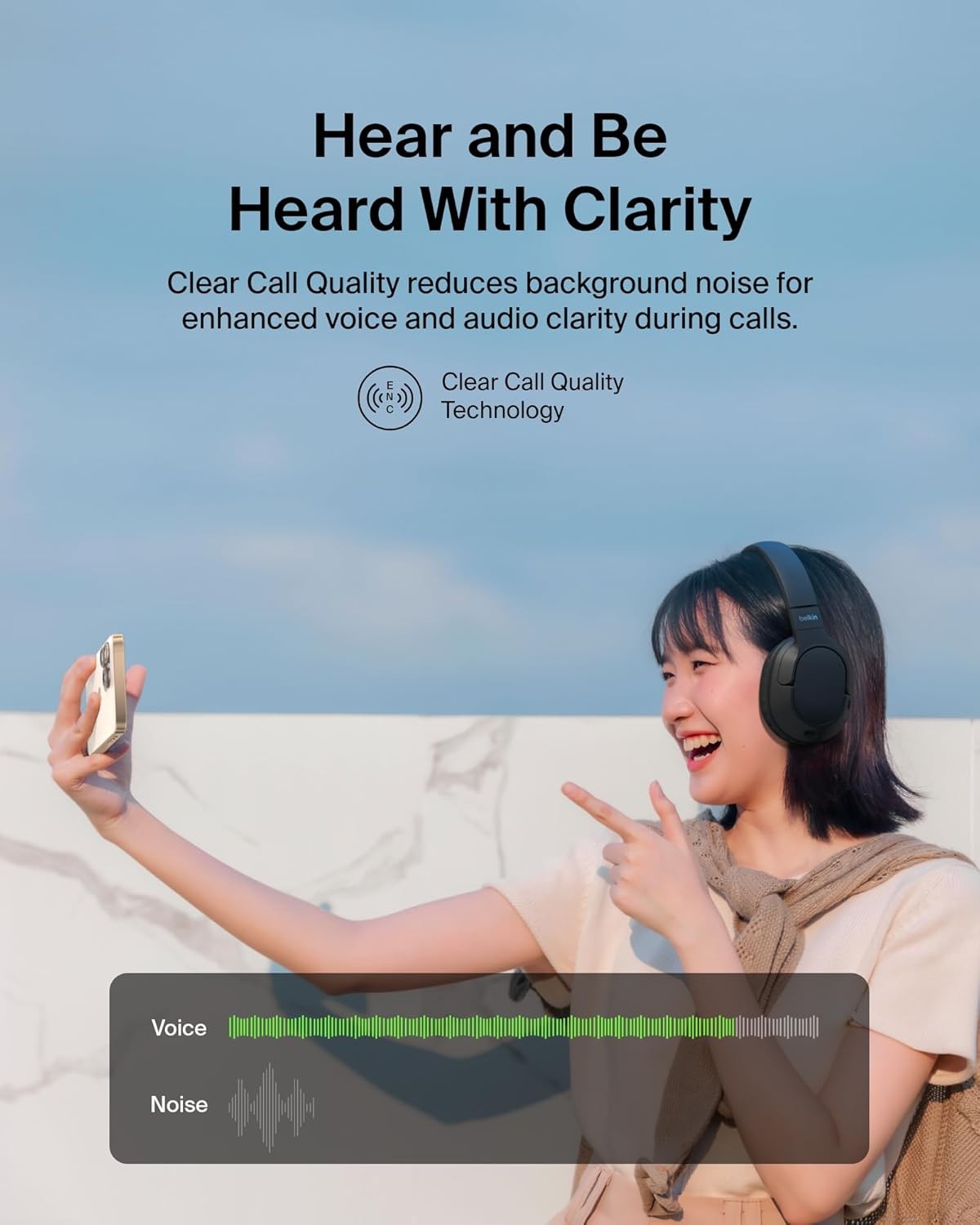 Belkin Wireless Over-Ear Headphones | iPhone Samsung Compatible | HD Sound | 60H