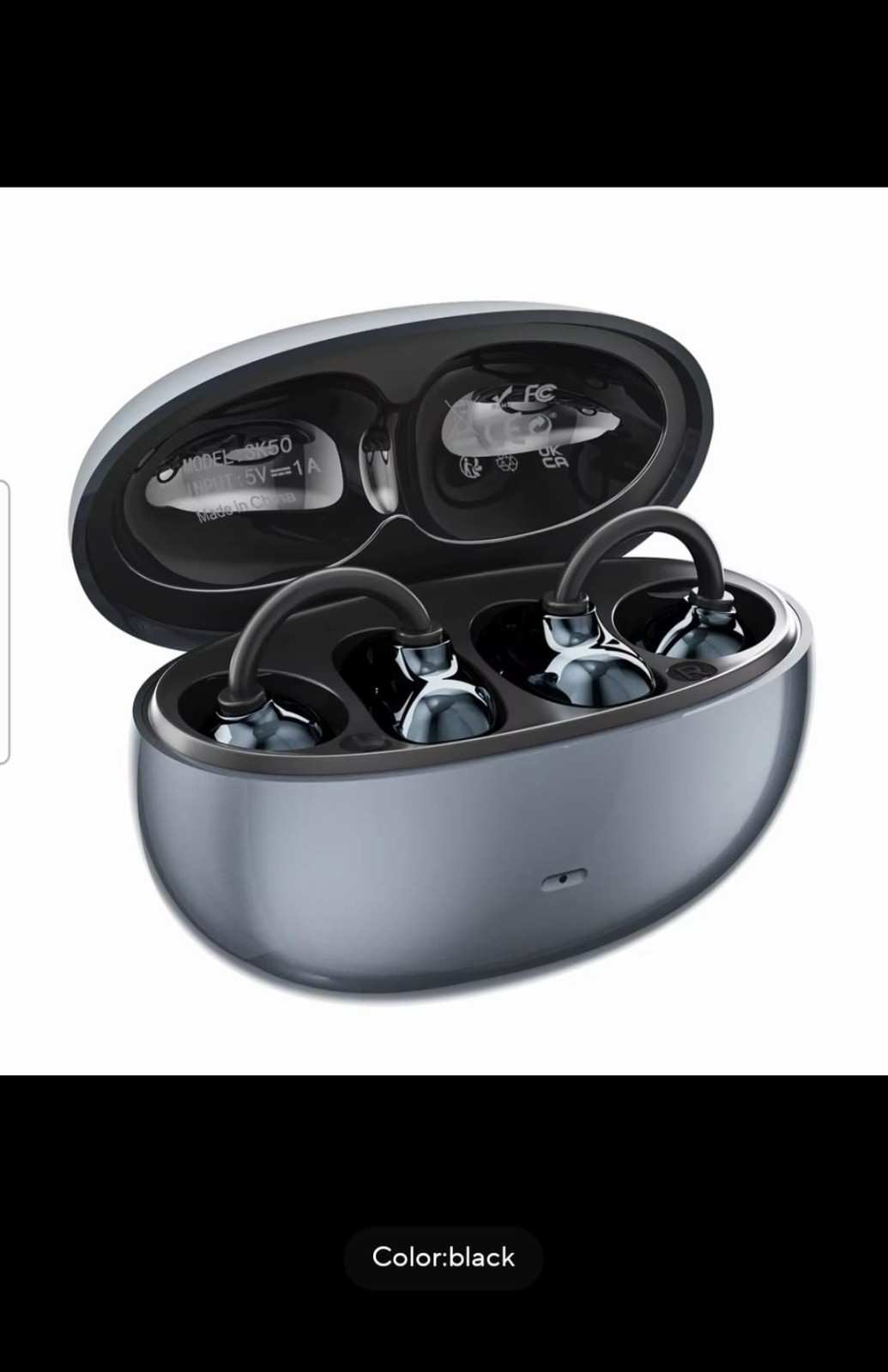 SK50 Wireless Open Ear Headphones Bluetooth 6.0 Ear Clip Mic 36H Battery Life