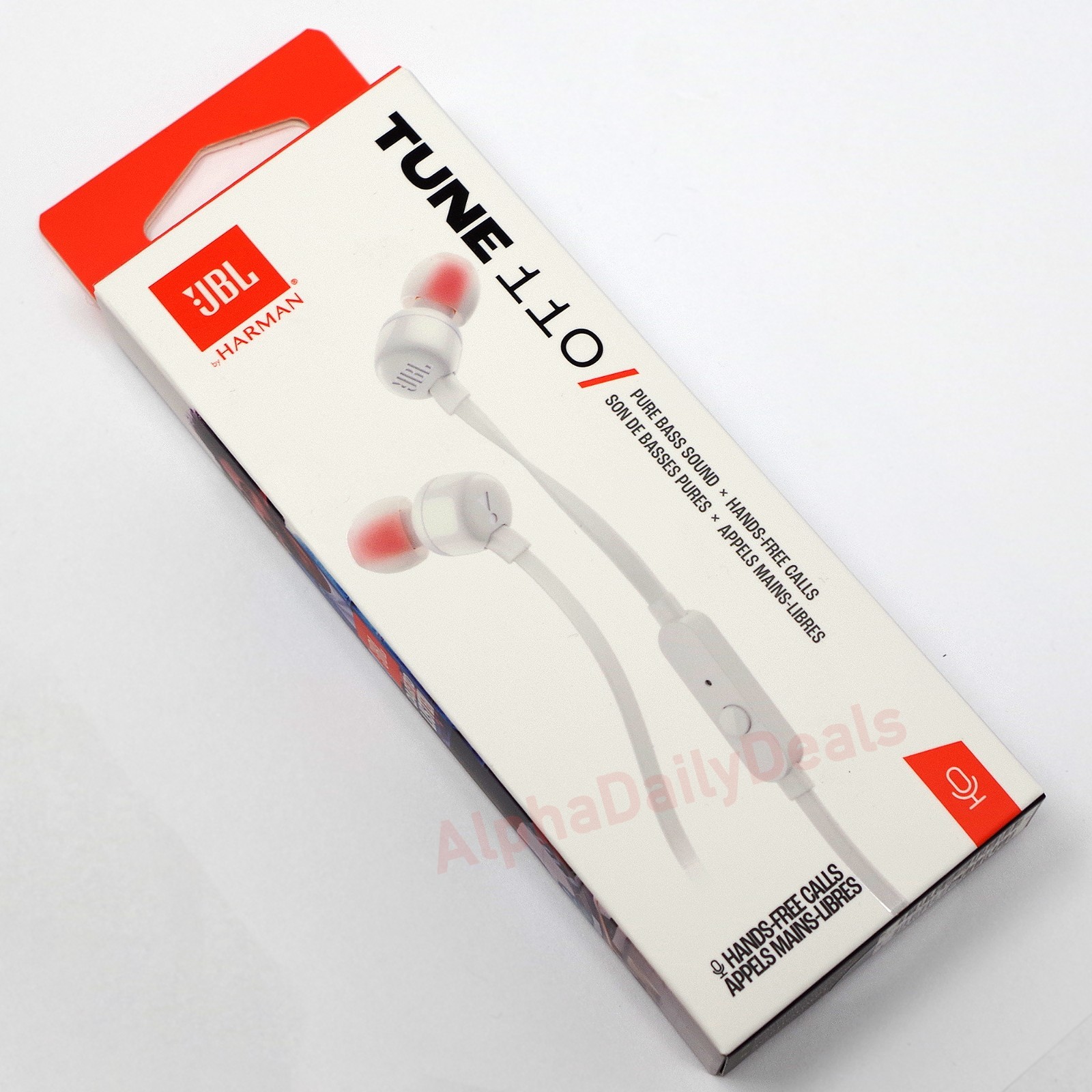 JBL TUNE 110 Wired Earbuds Stereo In-Ear Headphones with Mic White Pure Bass