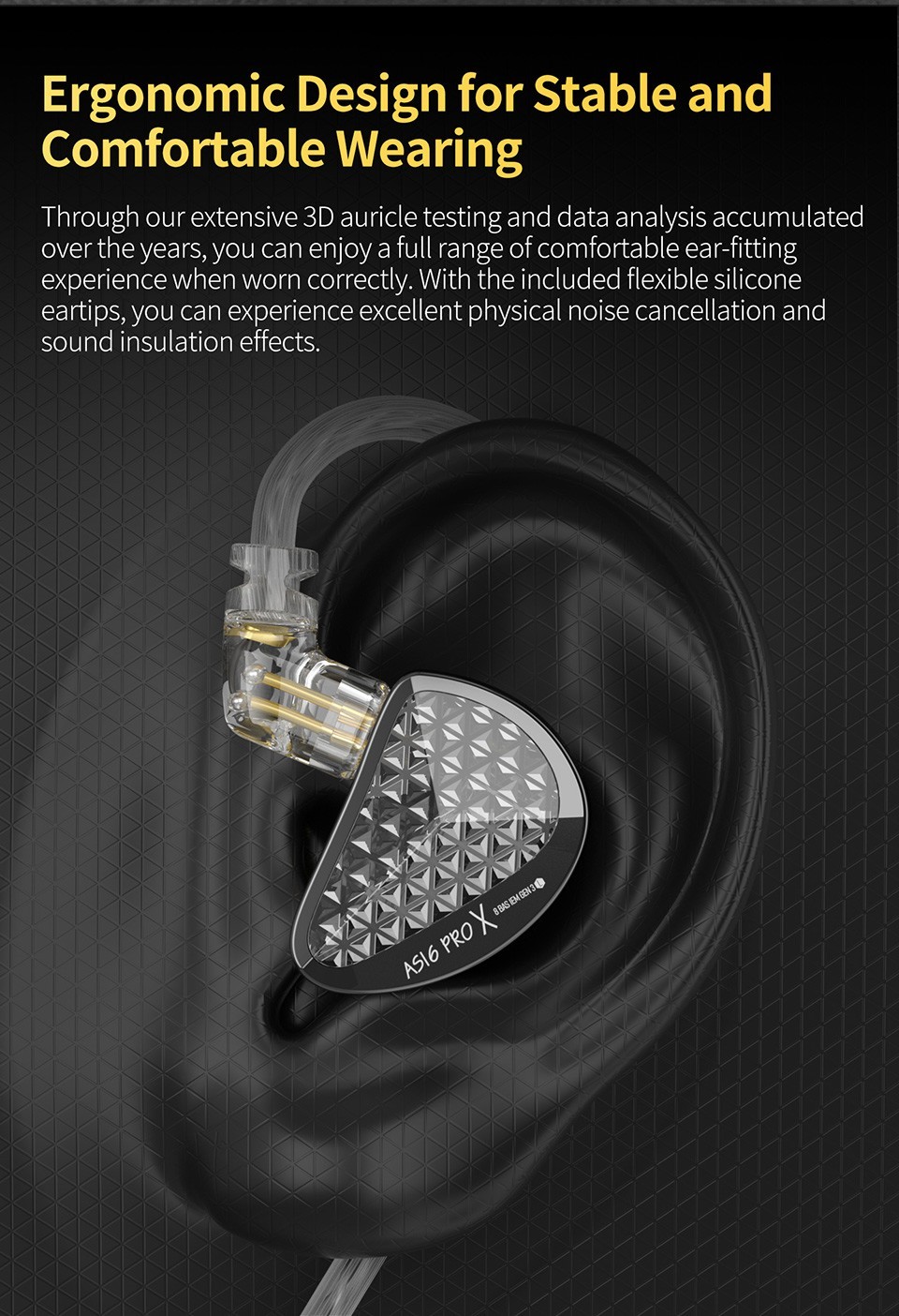 ​KZ AS16 PRO X 8BA Balanced Armature In-Ear Monitor Earphones Pro Studio 3.5 Mic