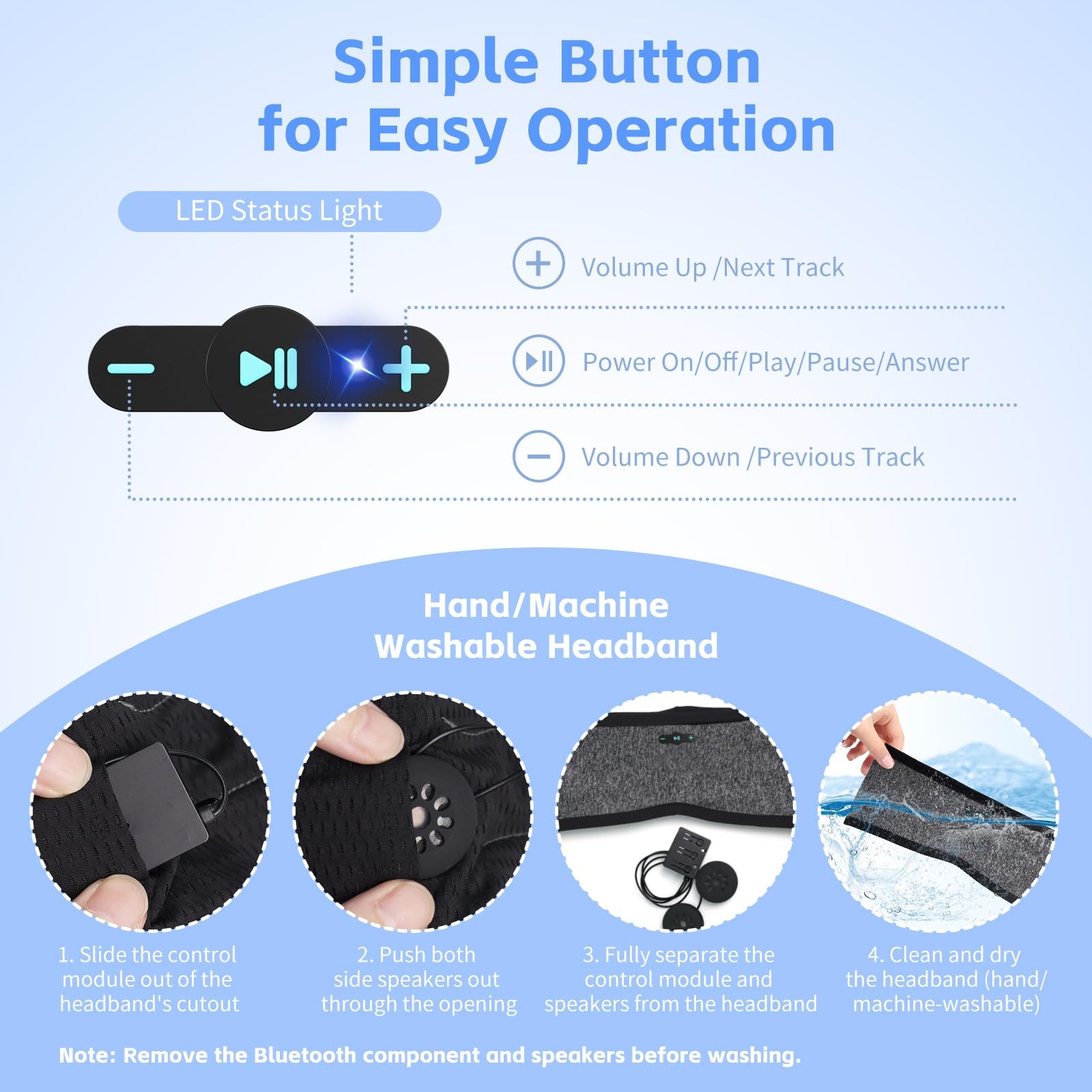 2 Pack Sleep Headphones Bluetooth 6.0 Headband 20Hr Sports Wireless Earphone