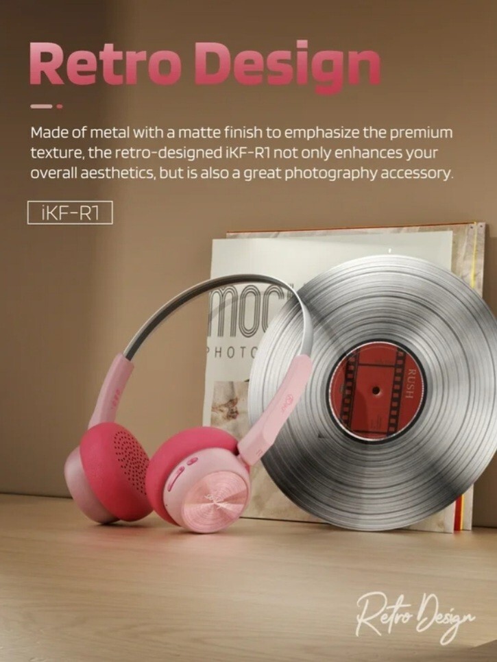 iKF R1 Wireless Retro Headphones | Bluetooth V 5.3 | 60 Hours Playtime | APP…