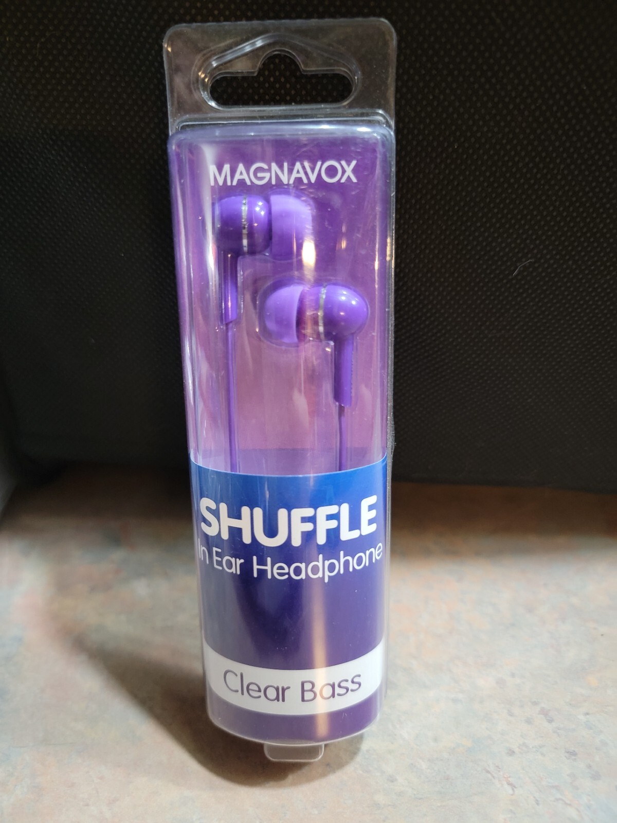 Magnavox Shuffle In Ear Headphones Clear Bass 8.6mm Great Sound Purple Earbuds