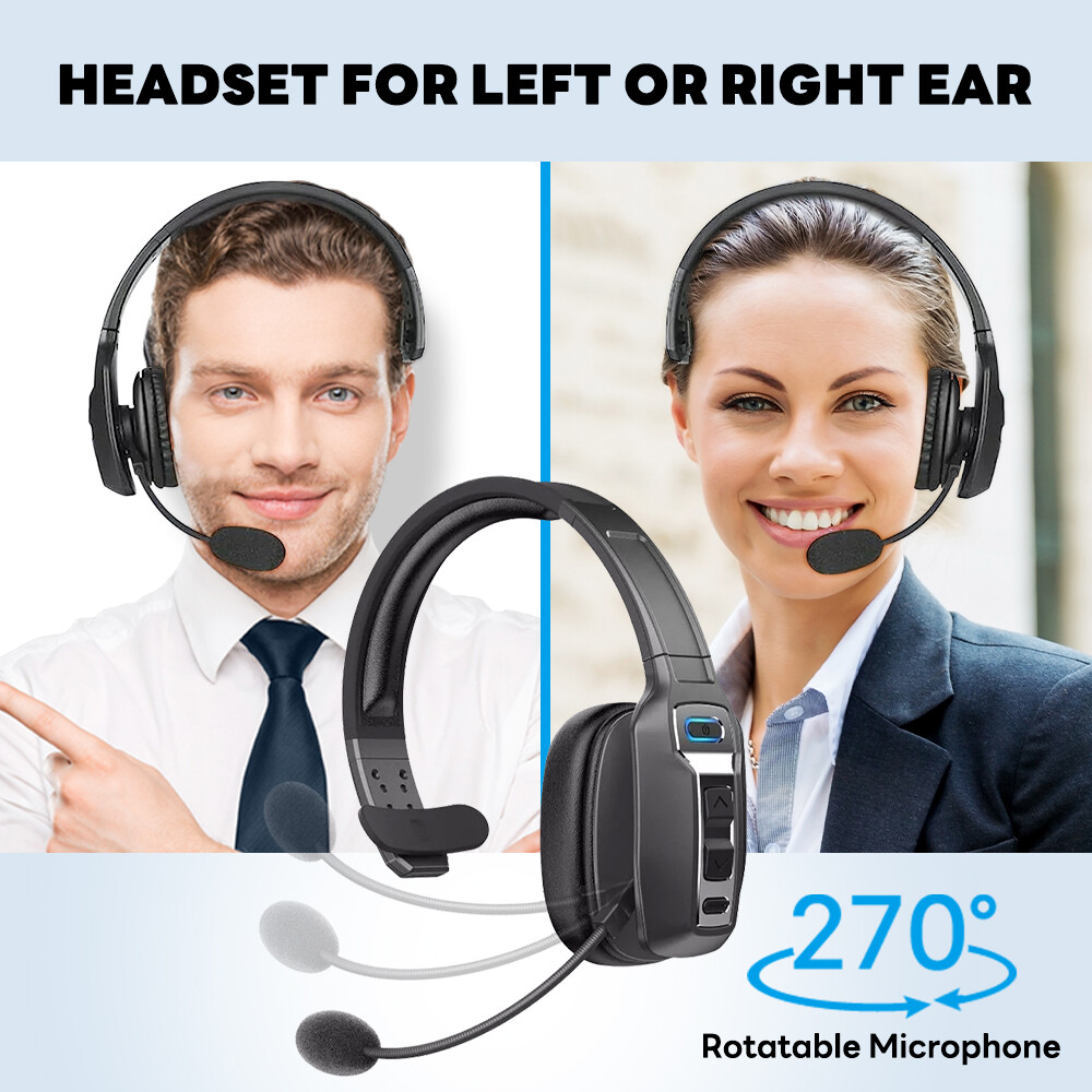Trucker Bluetooth5.2 Wireless Headset With Noise Cancelling Mic For Phones PC US
