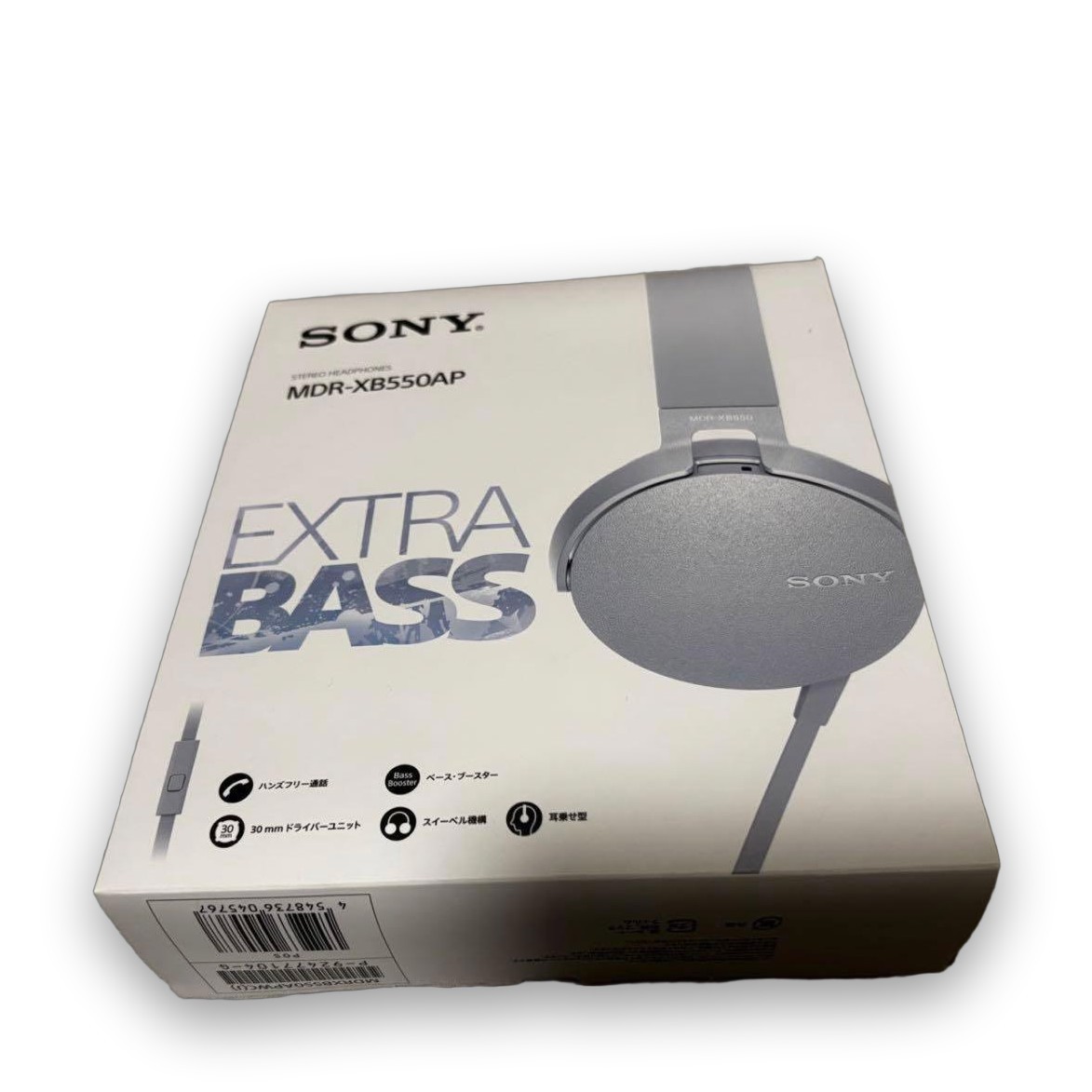 Sony Wired Headphones Extra Bass MDR-XB550AP White Gray Silver From JAPAN