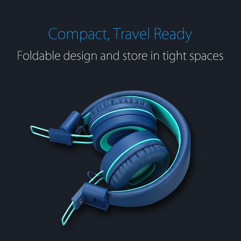 Kids Headphones – noot products K11 Foldable Stereo Tangle-Free 3.5mm Jack Wi…