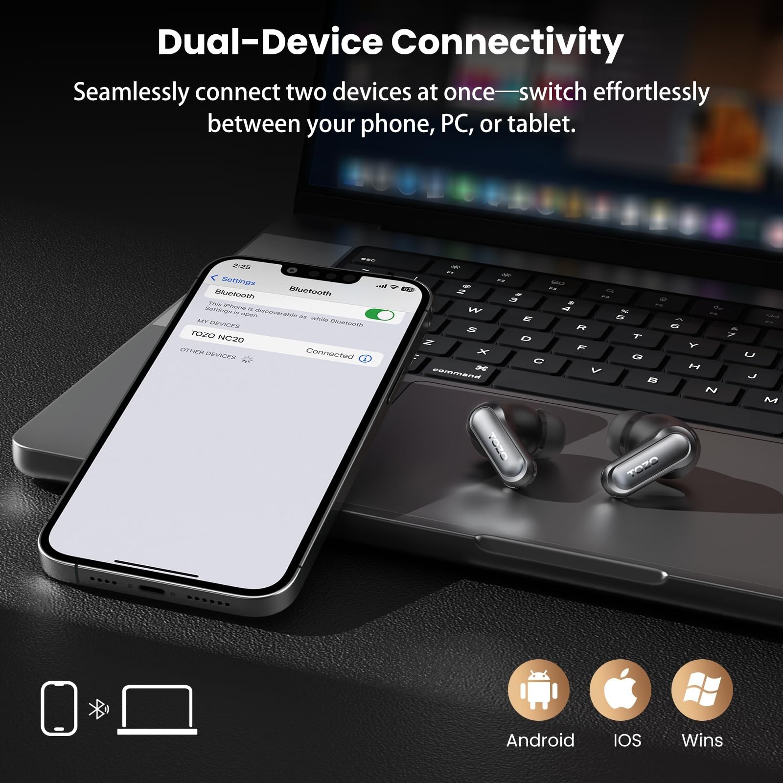Active Noise Cancelling Wireless Earbuds, Hi-Res LDAC Sound, 80H Playtime, IPX8
