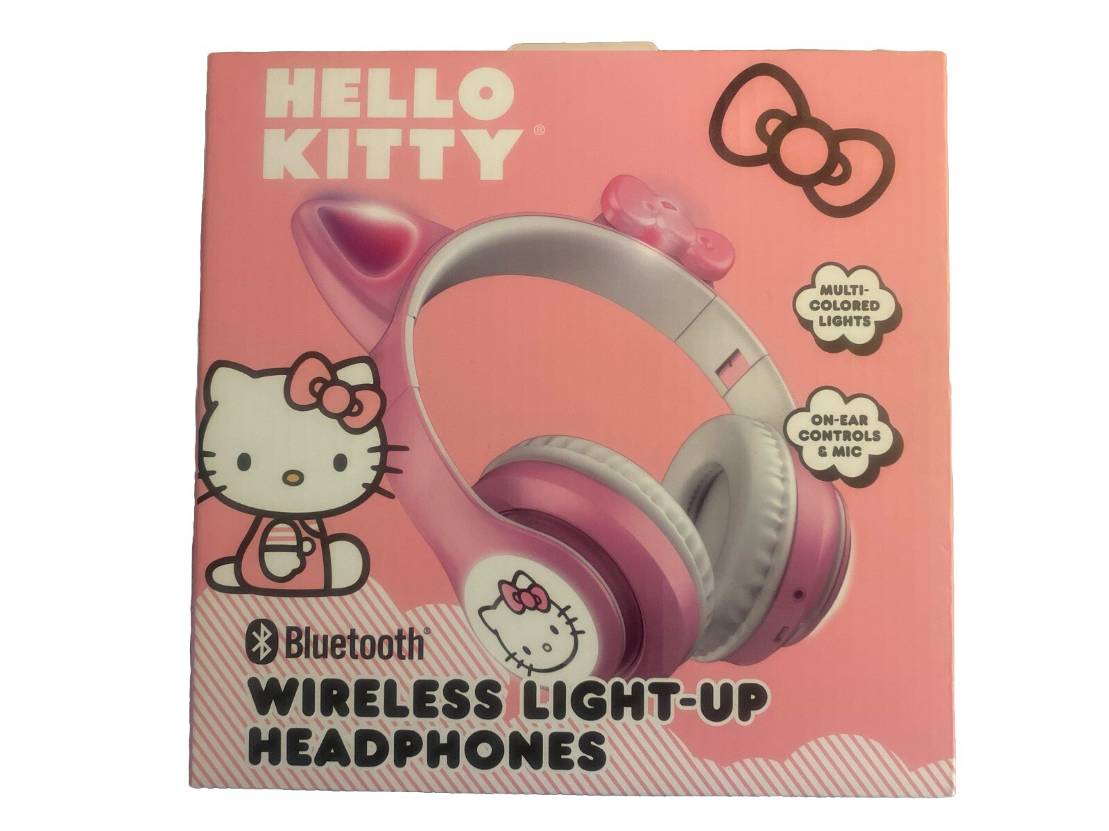 Sanrio Hello Kitty Wireless Light Up Headphones Bluetooth Pink & White NEW