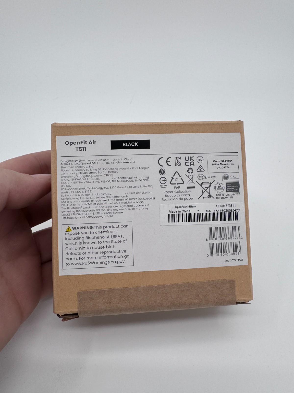 Shokz T511 OpenFit Air Earbuds Black Sealed