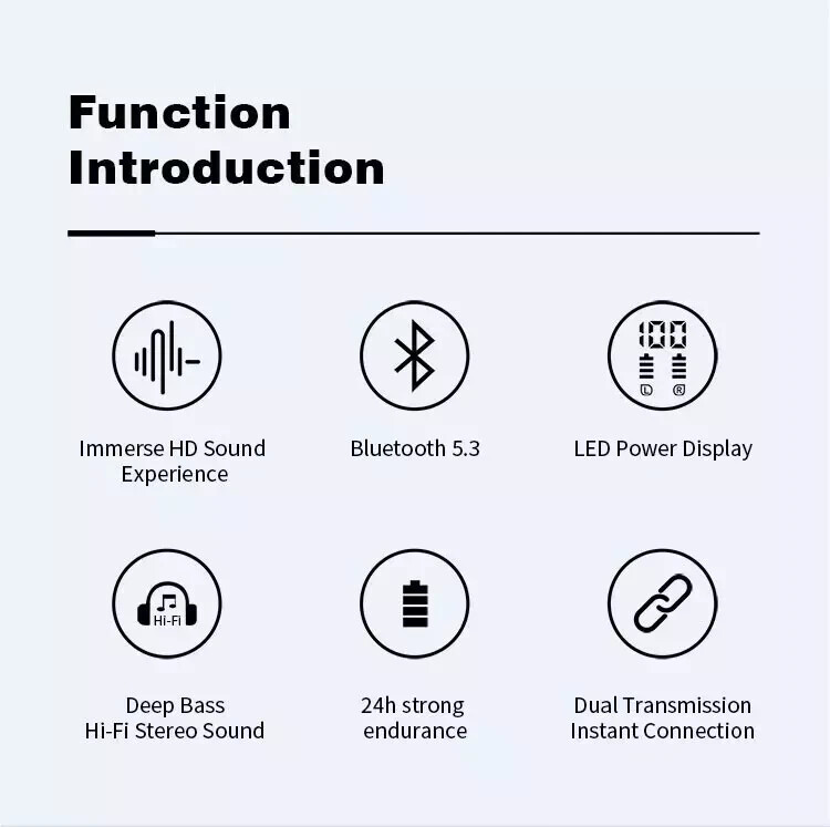 Bluetooth Headset 5.0 TWS Wireless Earphones Earbuds Headphones Stereo Ear Hook