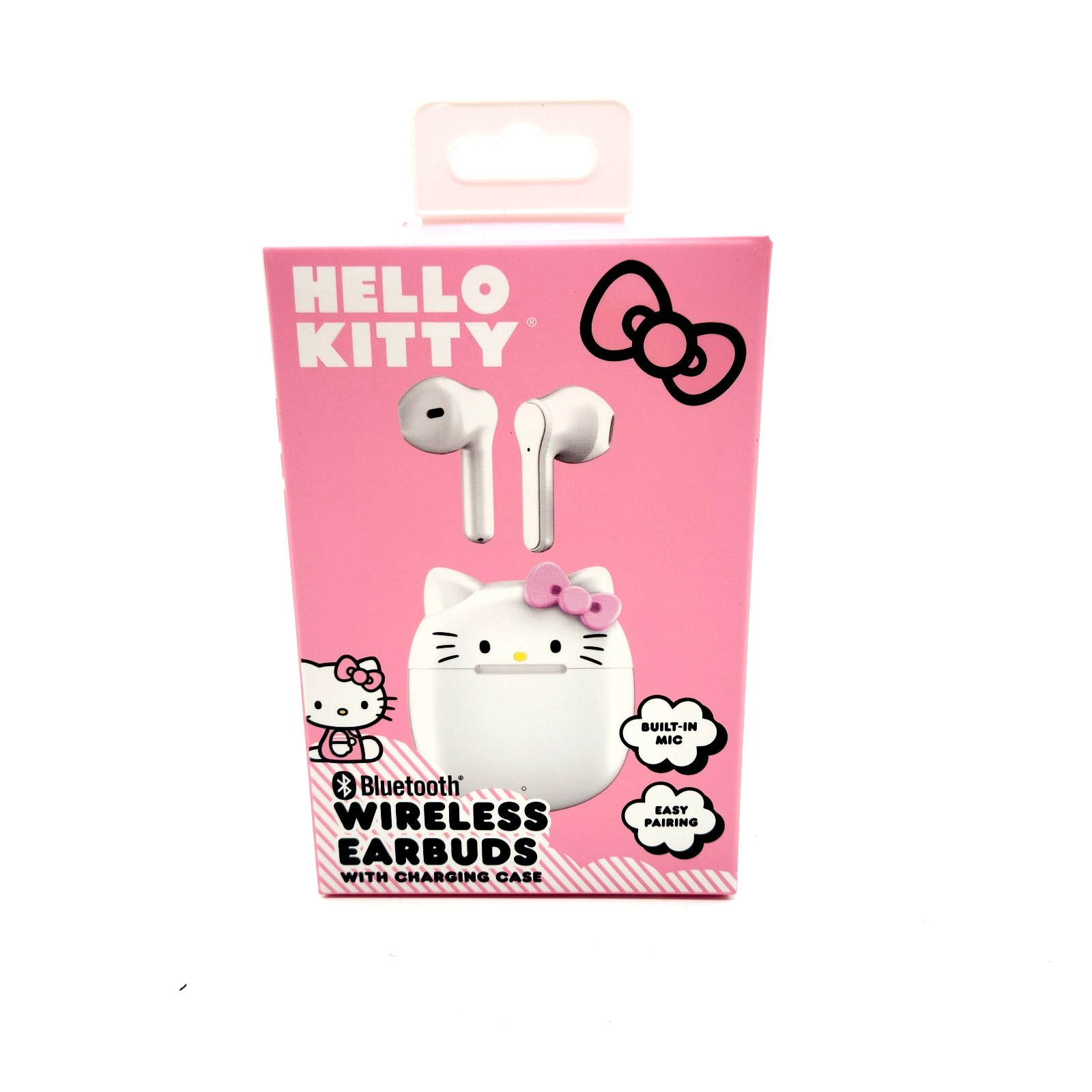 Hello Kitty Wireless Earbuds w/ Charging Case & Mic – White – Bluetooth Cute Gif