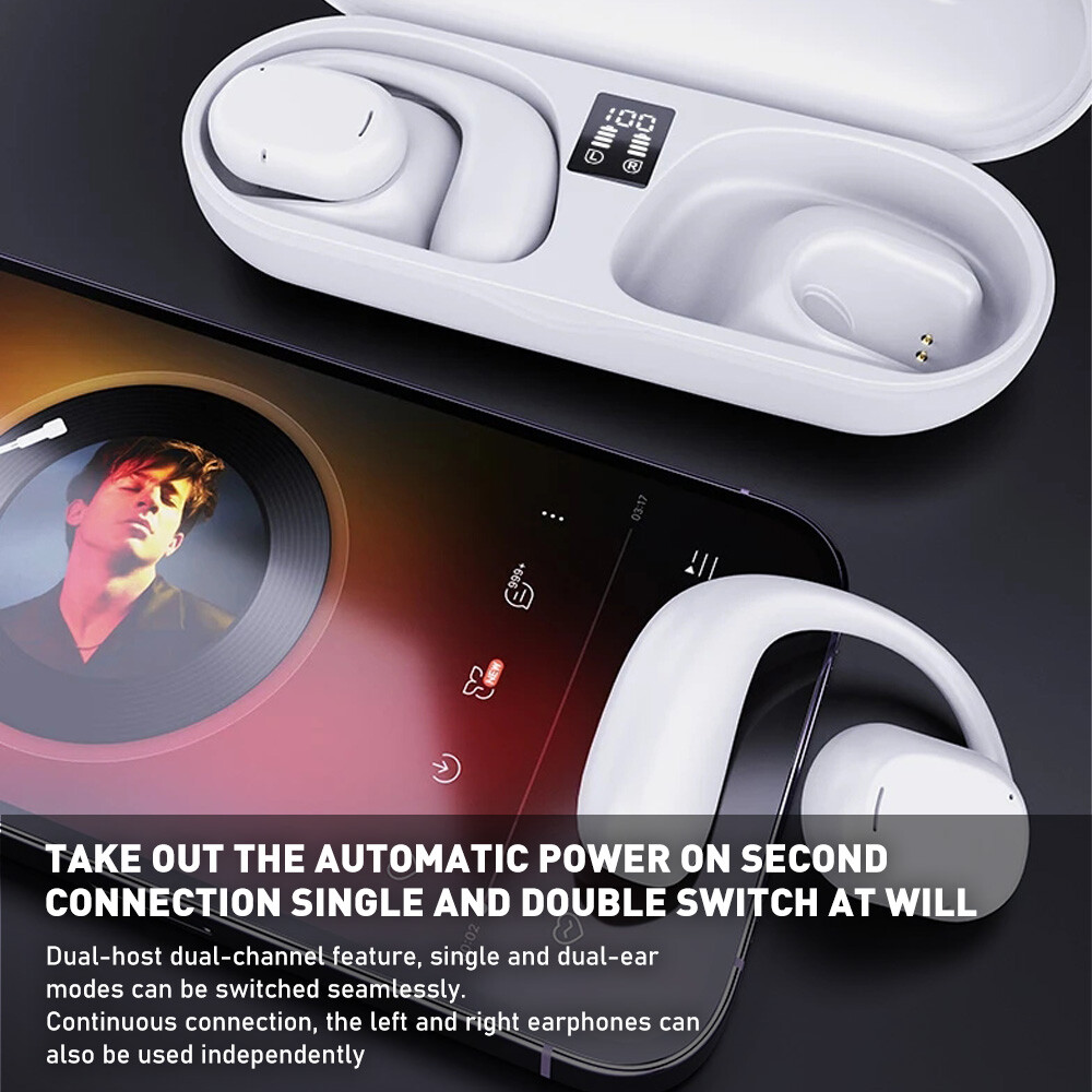 Bone Conduction Headphones Bluetooth 5.3 Wireless Open-Ear Earbuds Sport Headset