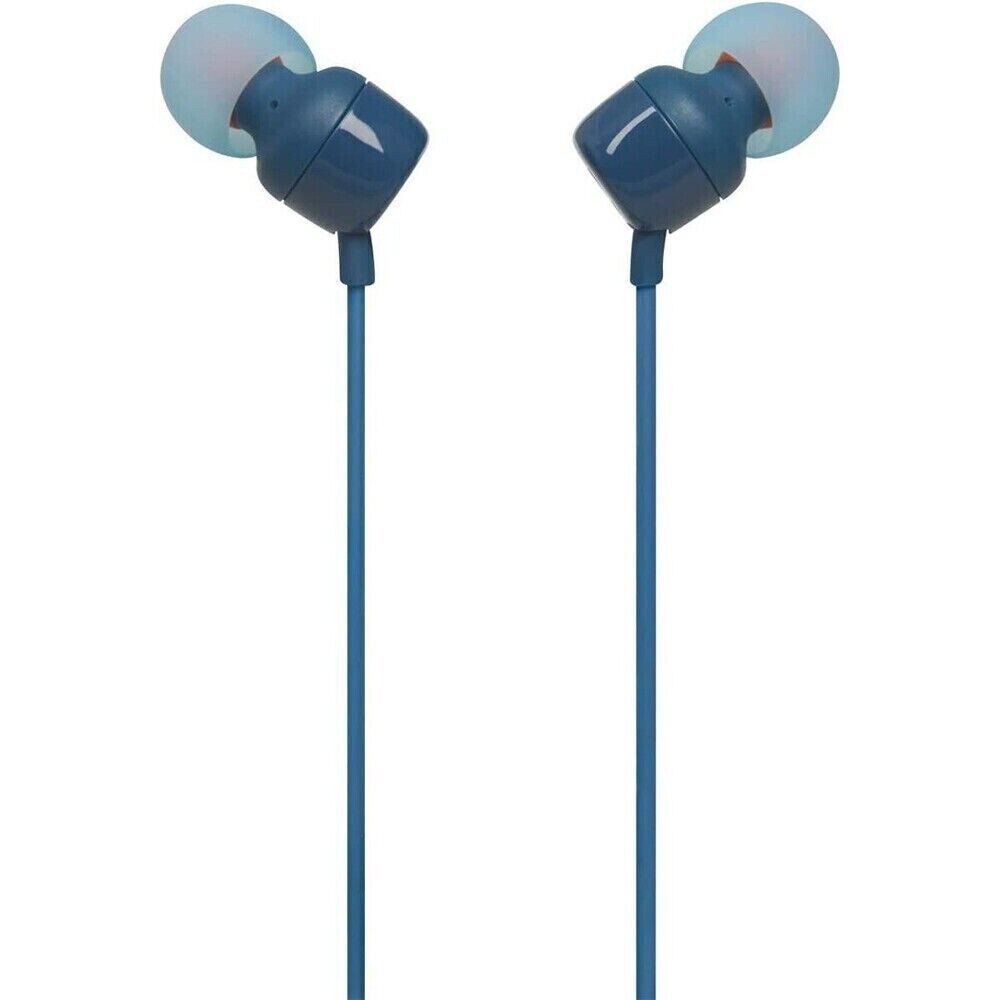 JBL T110 Pure Bass Tangle Free In-Ear Stereo Wired Headphones with Mic – Blue