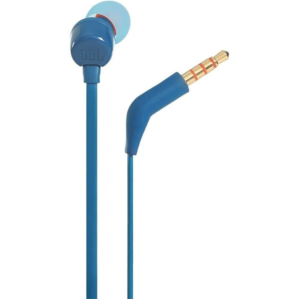 JBL T110 Pure Bass Tangle Free In-Ear Stereo Wired Headphones with Mic – Blue