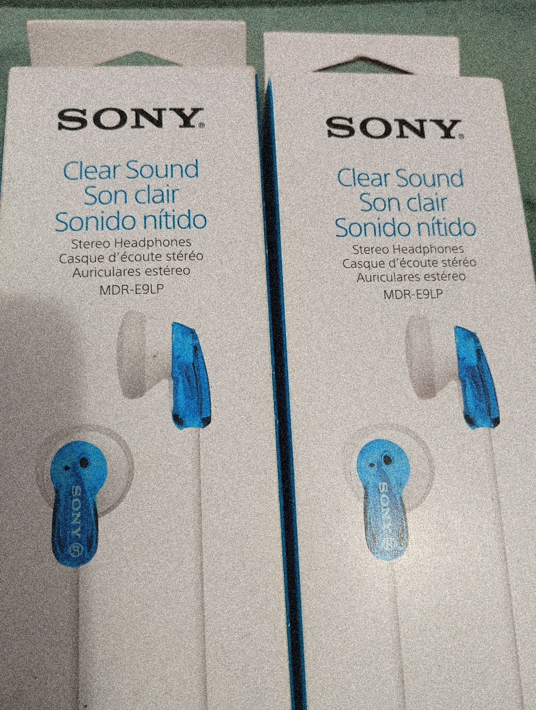 Set Of 2 Sony MDRE9LP Earbud Headphones – Clear Sound – Blue