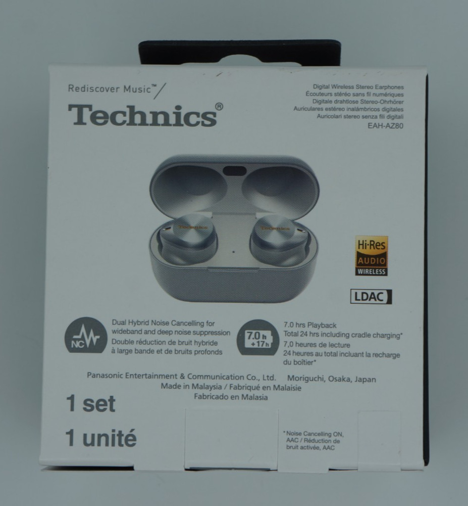 Technics AZ80 Silver Premium Hi-Fi True Wireless Noise Cancelling Earbuds New