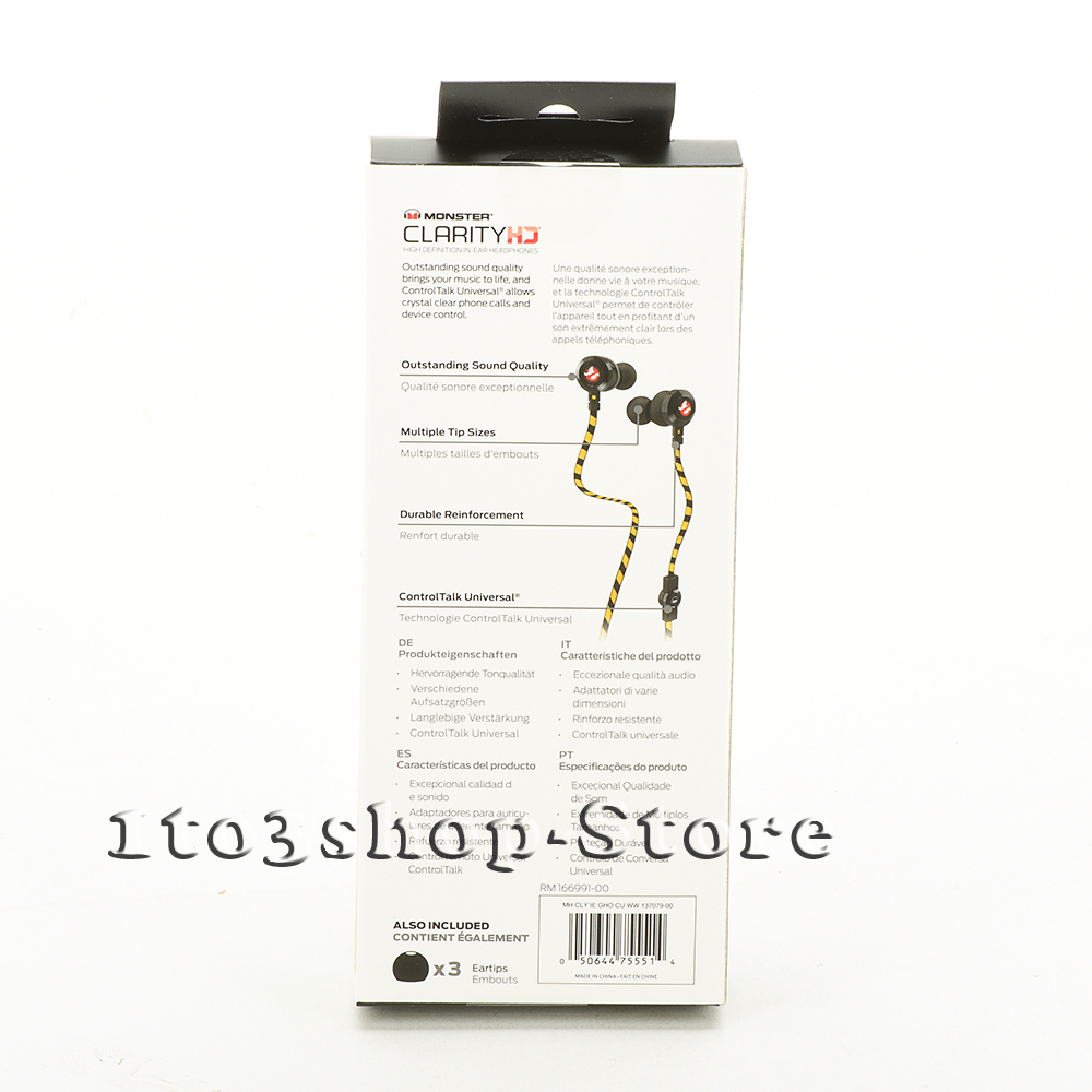 Monster Ghostbusters Headphones Clarity HD In Ear Bud Headset w/Mic Remote Black