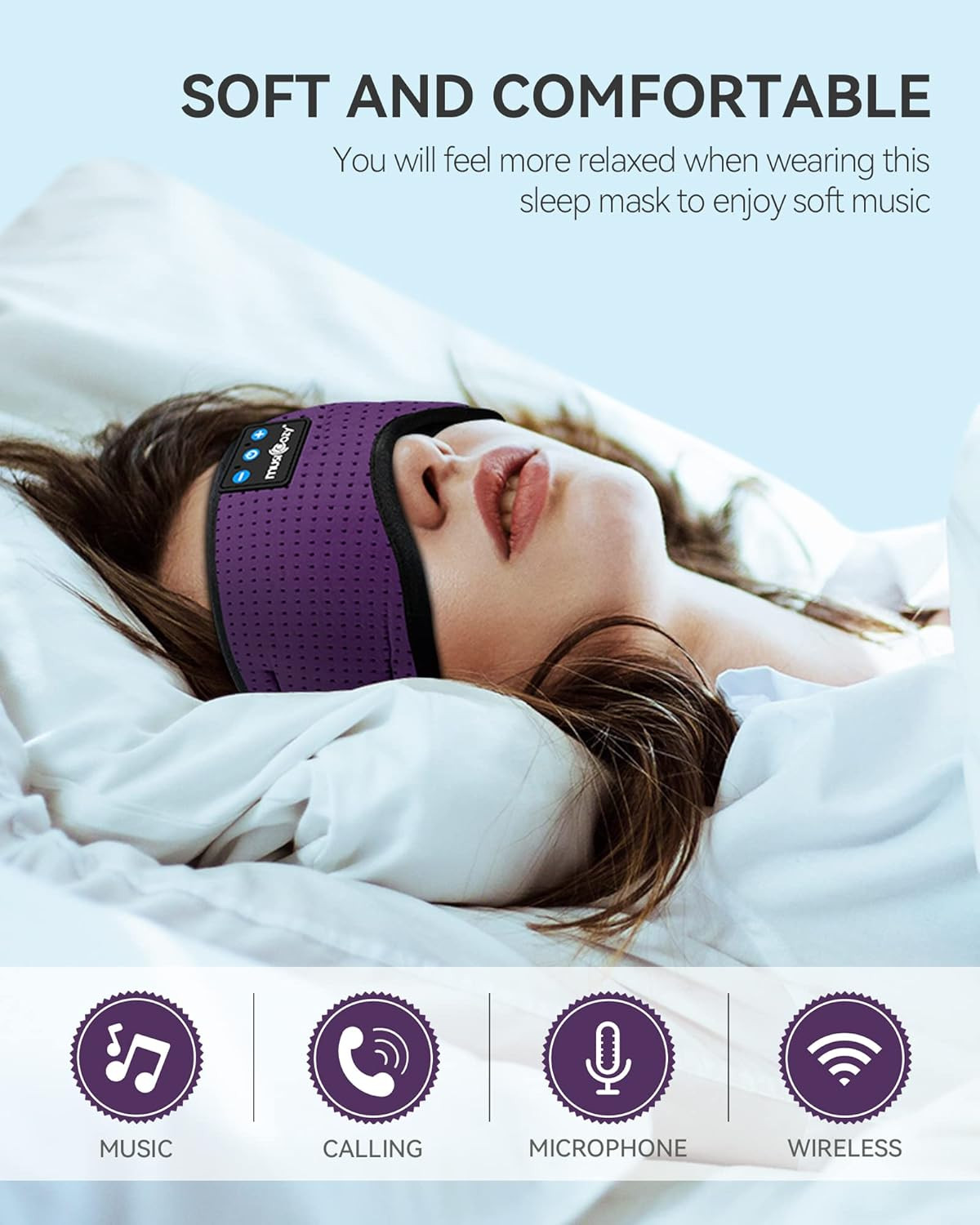 Sleep Headphones Bluetooth 5.4 Headband Headphones Super Soft & Breathable, Wire