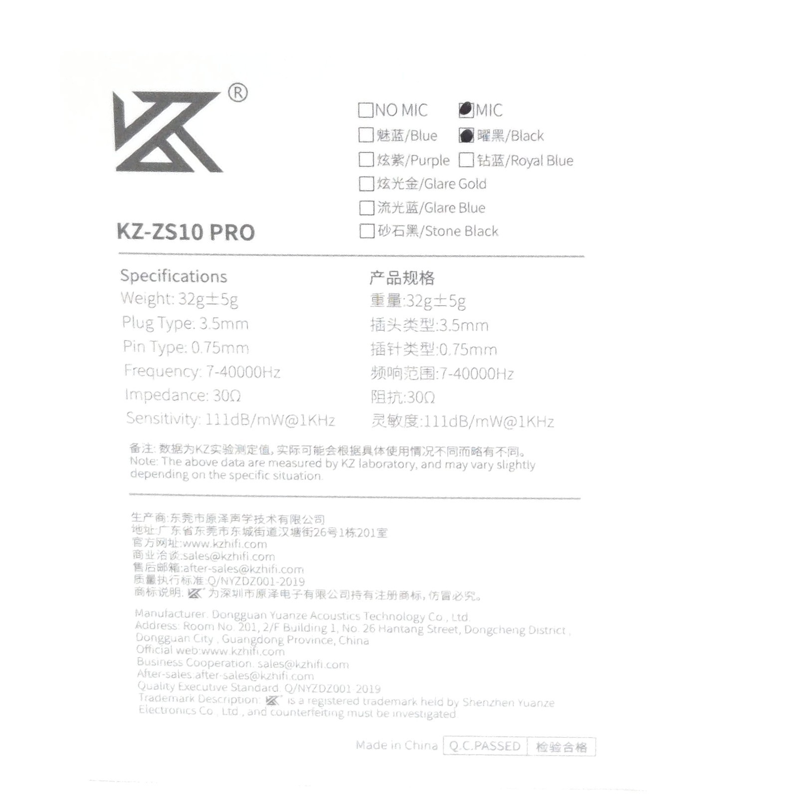 Kz Zs10 Pro 10 Units Hybrid in Ear Earphones W/mic HIFI Monitor Bass Headphones