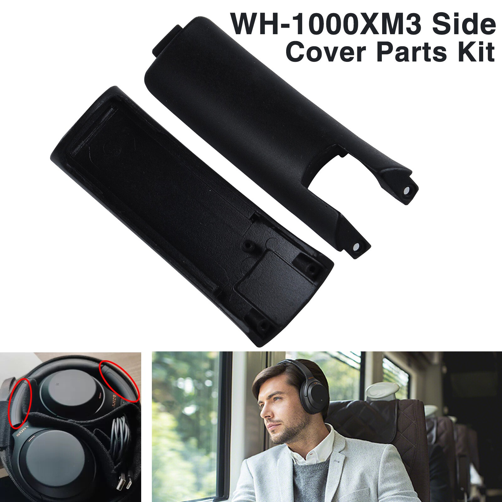 WH-1000XM3 Side Cover Slider Parts Kit Loop Headband Replace for Sony Headphones