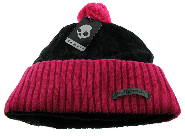 Skullcandy Orbit Audio Speaker Beanie Hat Black Raspberry Pink Brand New