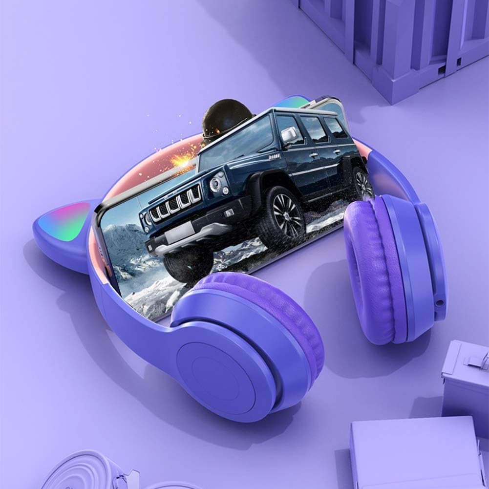 Foldable Cat Ear Bluetooth Headphones with LED Lights – Ideal Gift for Everyone