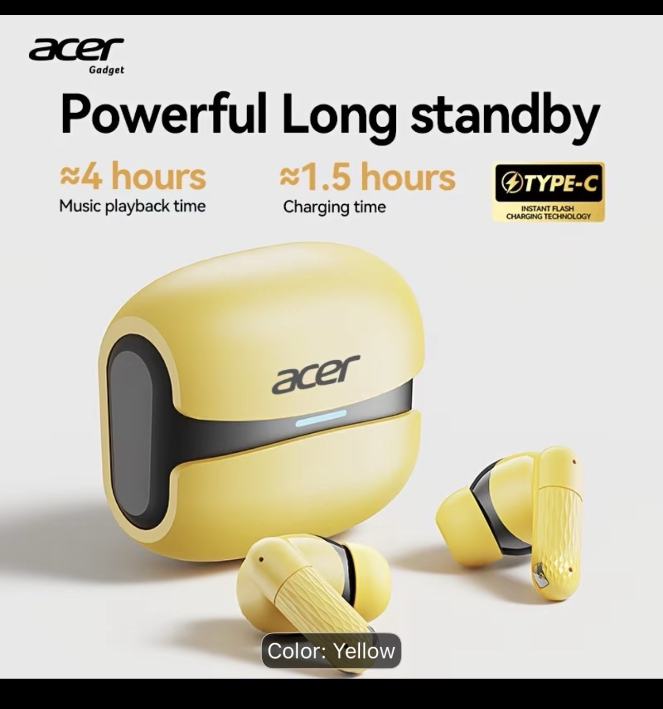 [Acer]OHR548 Wireless Headphones Music Game Dual Mode Active Noise Cancellation
