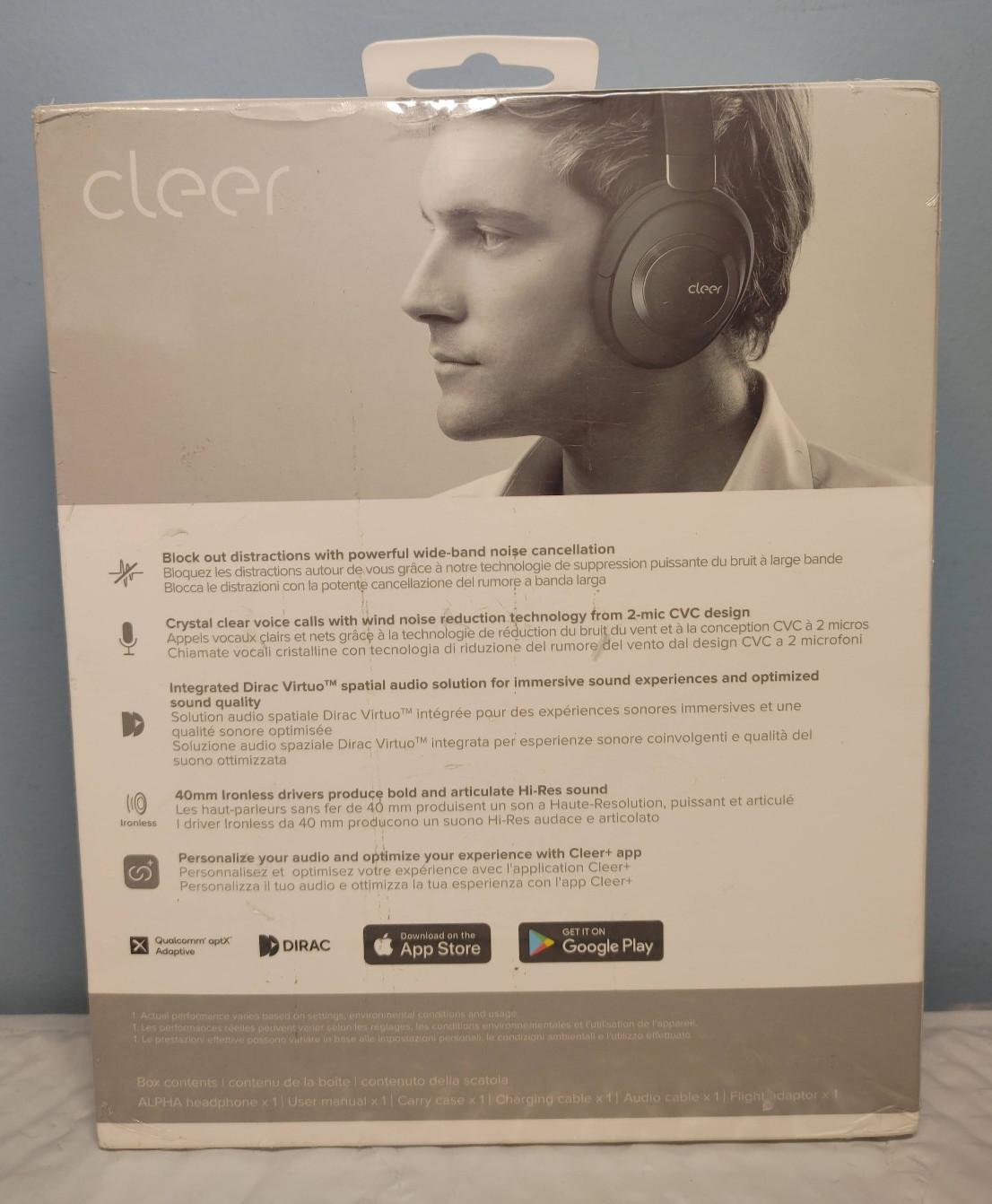 Cleer Audio Alpha Active Noise Cancelling Bluetooth Headphones Black -Sealed