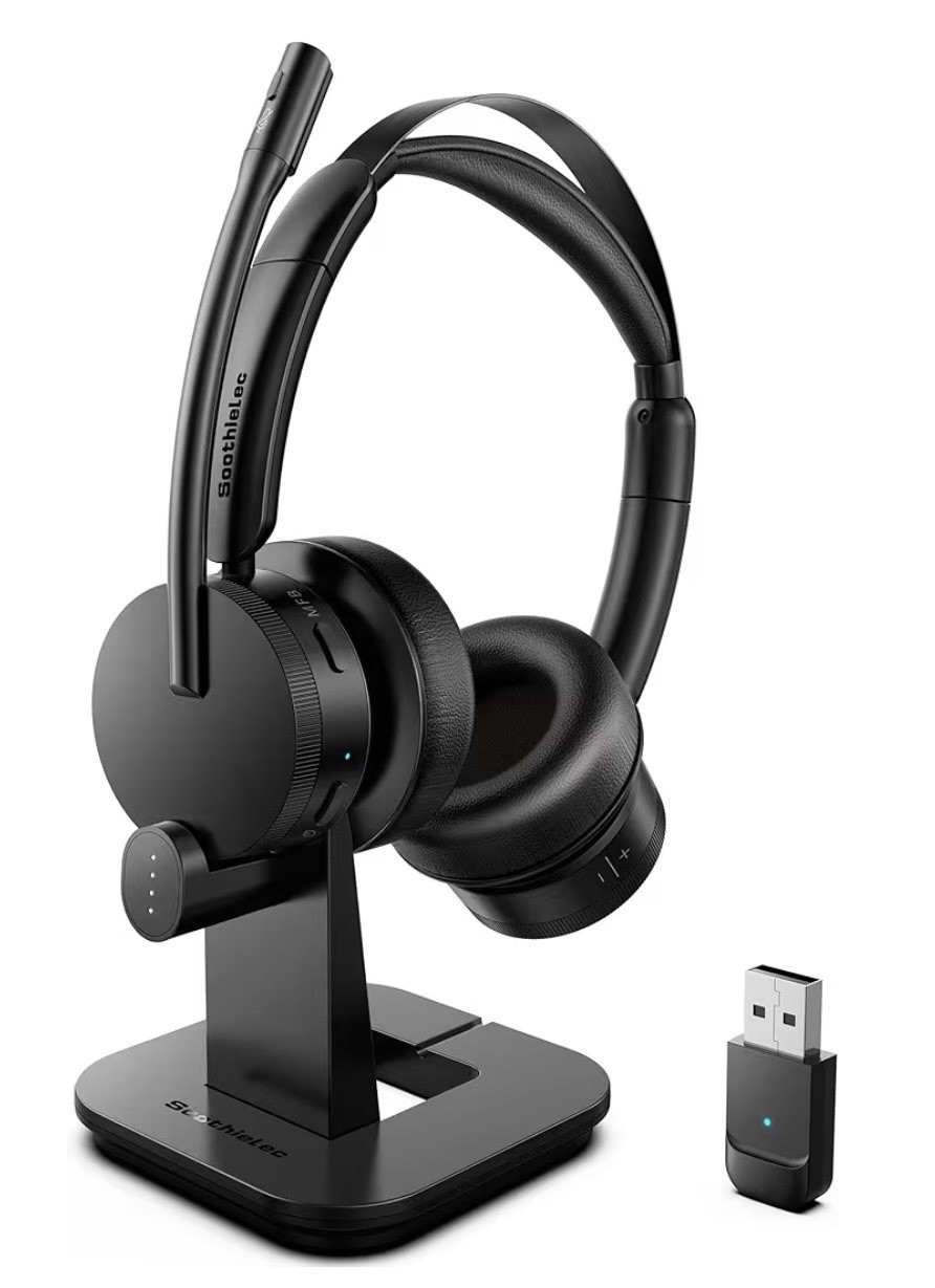 Soothielec KH156M Wireless Headset w Mic Bluetooth USB Dongle Noise Canceling