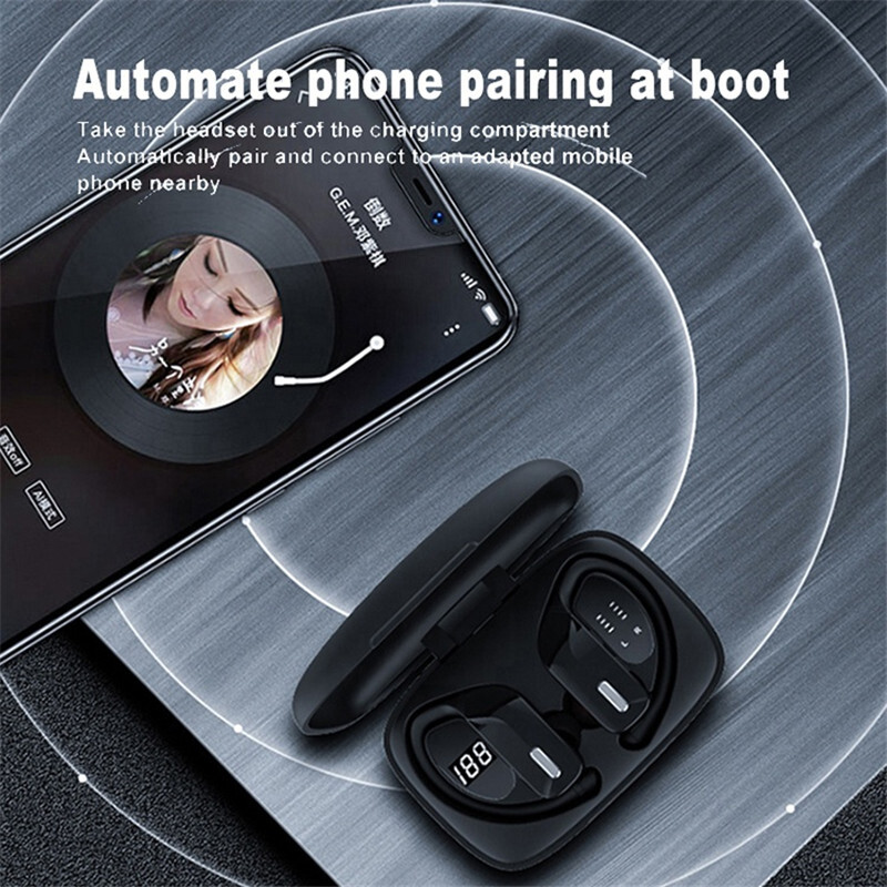 Bluetooth 5.0 Headset Wireless Earphones Stereo Noise Reduction Sport Ear-hook