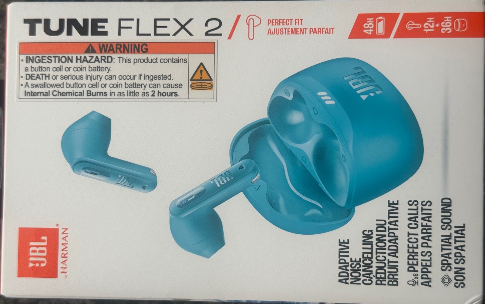 JBL Tune Flex 2 True Wireless Noise Cancelling Earbuds (Turquoise)