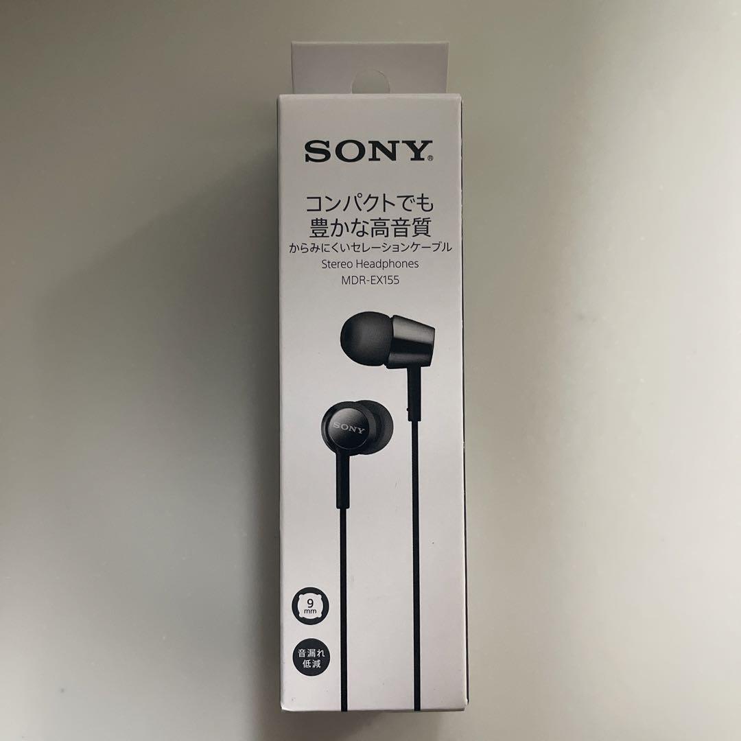 SONY MDR-EX155 B Closed Dynamic In-Ear Headphones Black From Japan