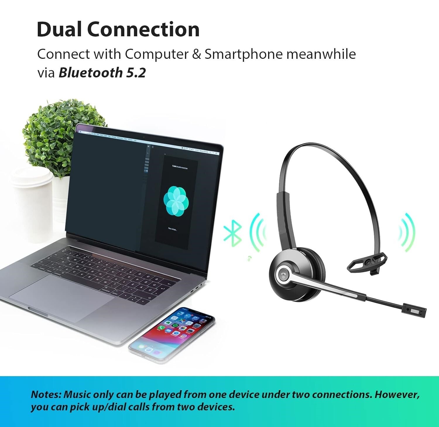 Auriculares inalámbricos con micrófono con cancelación de ruido y adaptador USB
