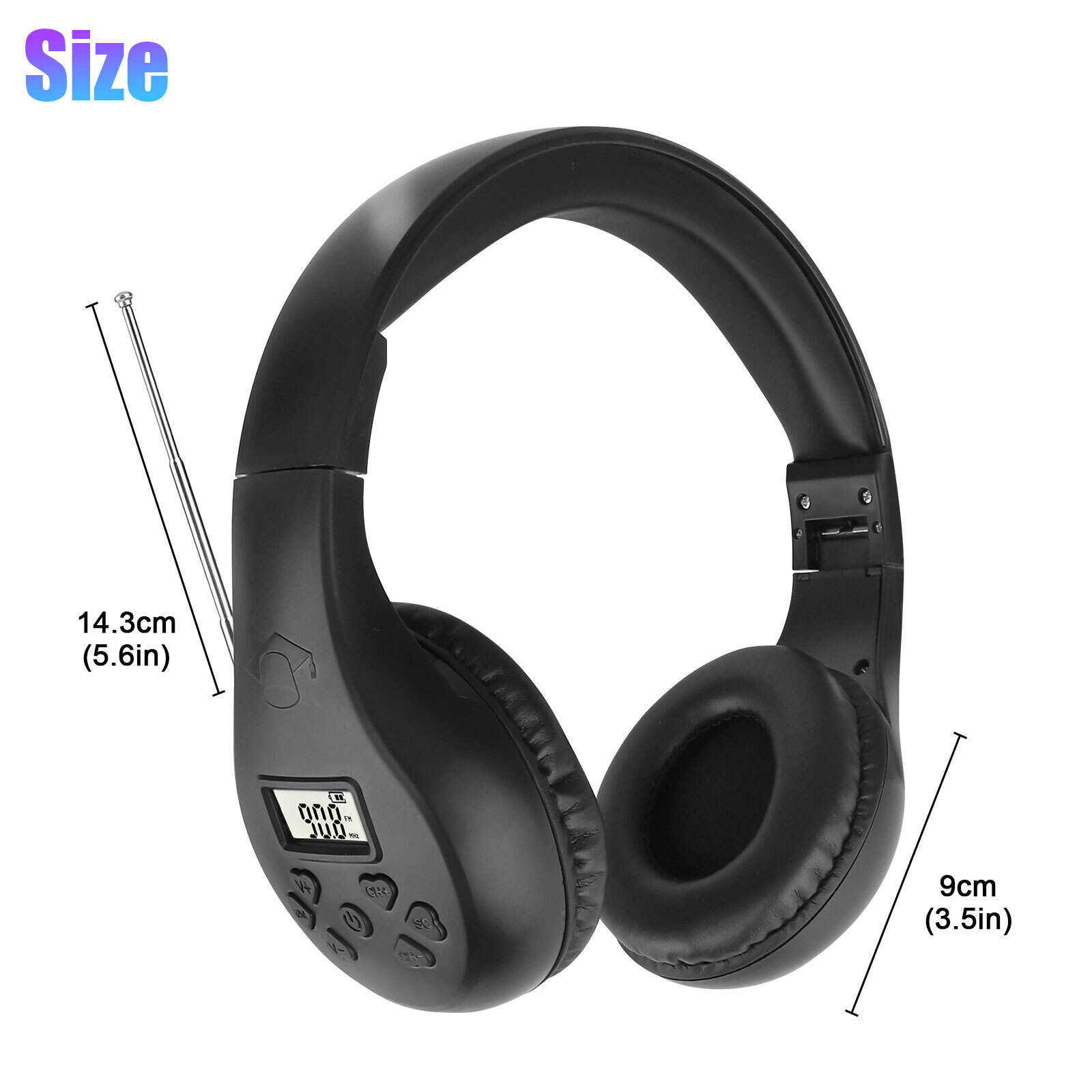 Wireless FM Radio Headphone Foldable Over-Ear Stereo Headset Recevier Portable