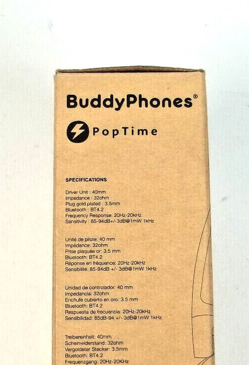 BuddyPhones PopTime Wireless Headphones – Purple for Kids