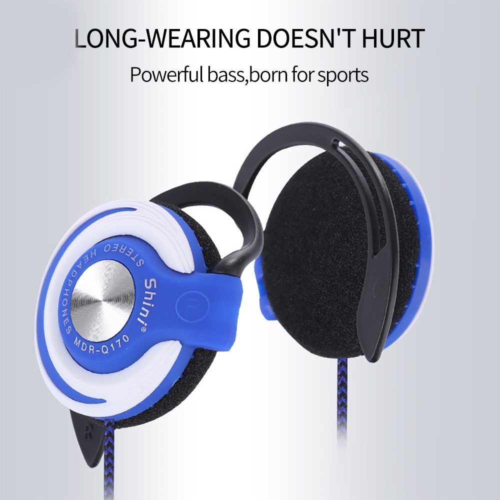 3.5mm Wired Headphones Heavy Bass Headset Over-ear Adjustable Ear Hook Earphones