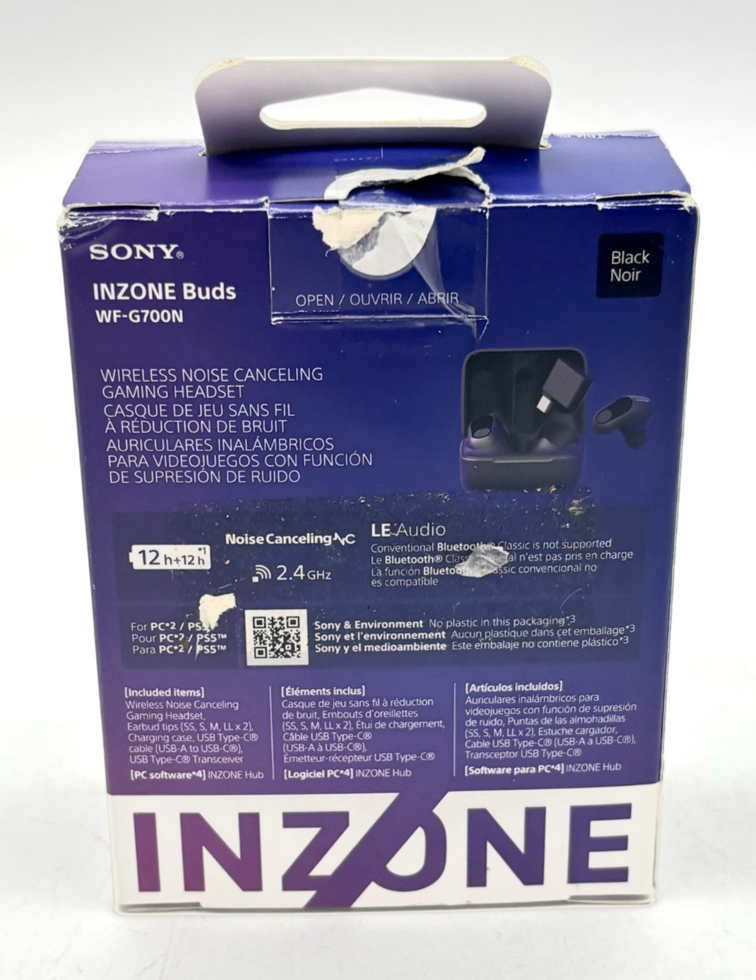 Sony INZONE Buds Truly Wireless Noise Cancelling Gaming Earbuds Black Open Box