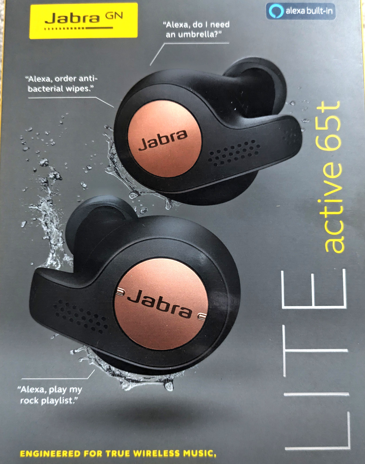 Jabra Elite Active 65T Wireless Bluetooth Earbuds – Copper Black