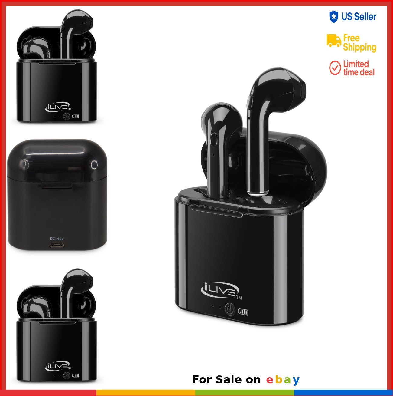 Truly Wireless Earbuds Bluetooth Recharging Case Hands-Free Calls Music