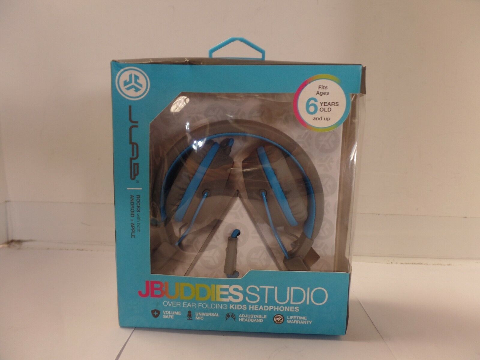 JLab Audio – JBuddies Studio Wired Over-the-Ear Headphones – Gray/Blue