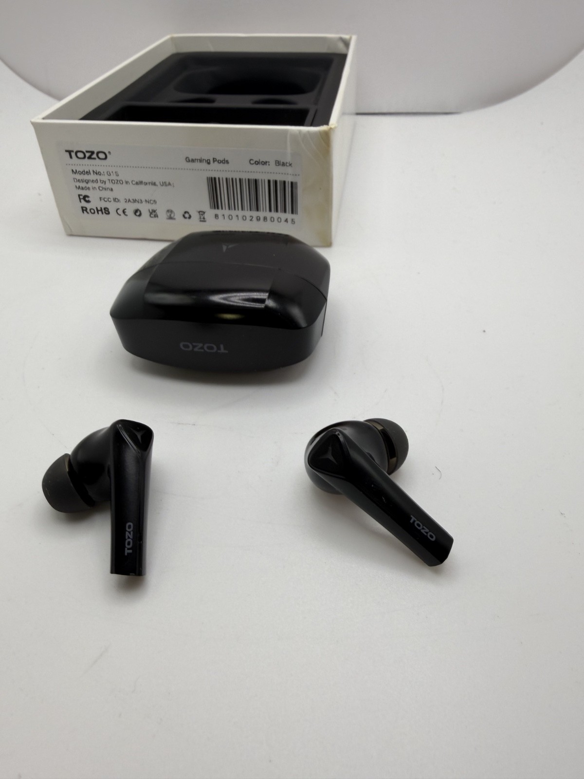 TOZO G1S Gaming Pods True Wireless Bluetooth Earbuds Black w/ Charging Case