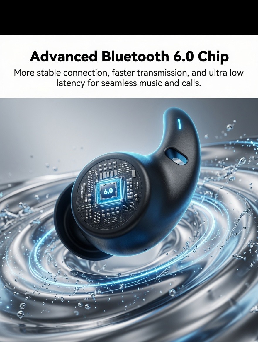 HTC NE76 Mini Invisible Sleep Earbuds for Side Sleepers Bluetooth Headphones AI
